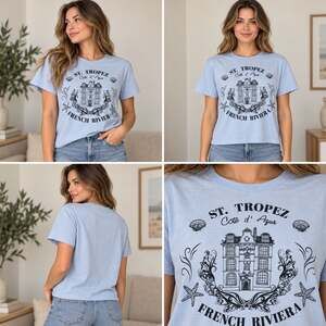 Rebellious One St Tropez T Shirt Womens XS Blue French Riviera Graphic Tee NWT